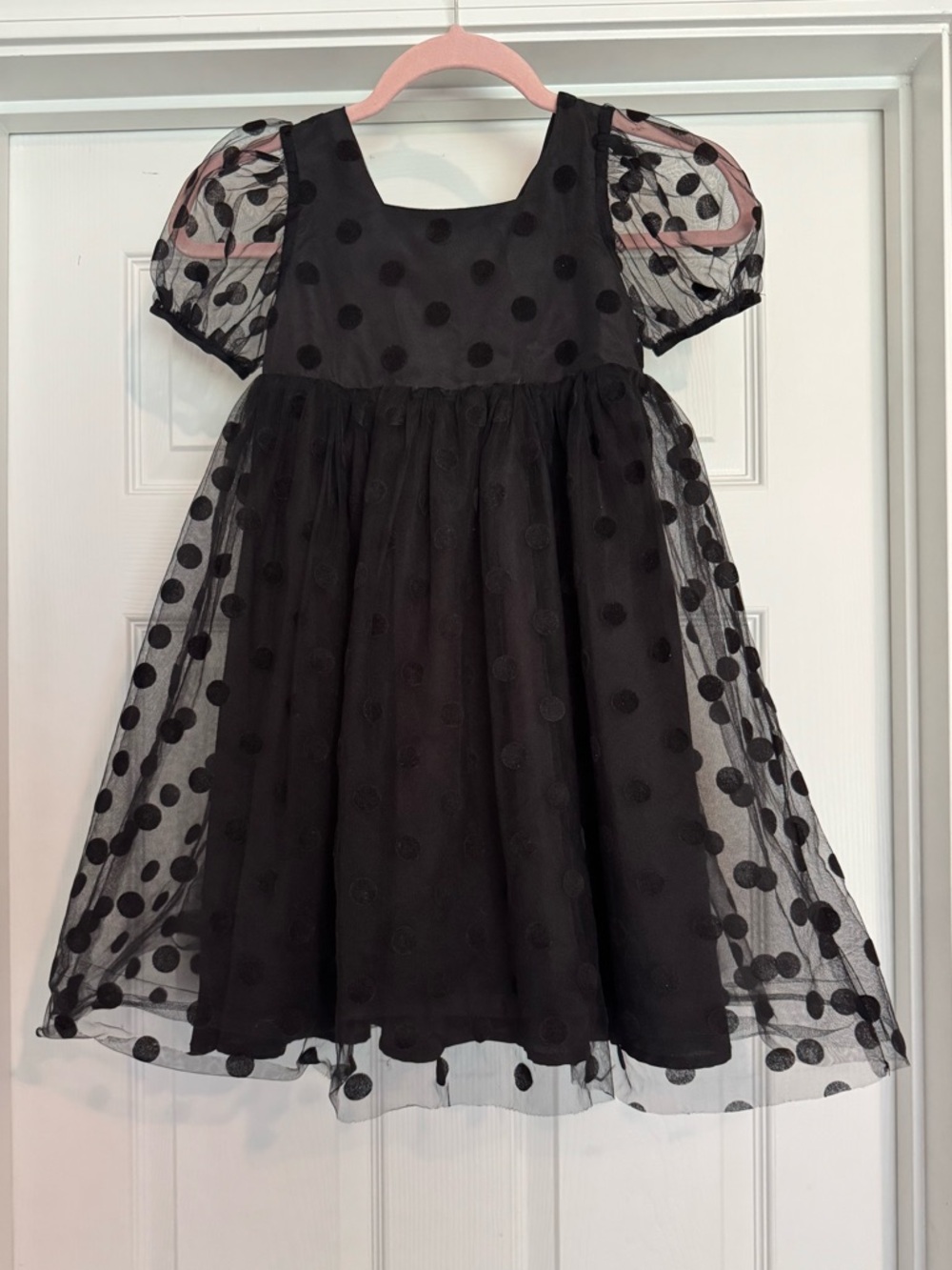 SHEIN Black Polka Dot Mesh Sleeve Dress